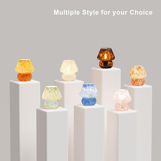 Mushroom Lamp Table Lamp for Bedroom,Small Desk Bedside Lamps for Living Room,Mushroom Decor Cute Mini Modern Mid Century Lamps for Night Stands (White)