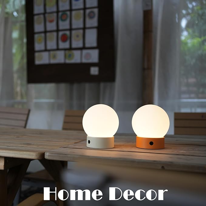 Small Cute Cordless Table Lamp Rechargeable, Battery Operated Shower Lamp Waterproof, Touch Dimmable Globe Ambient Light for Outdoor/Bedside/Patio/Dining (Green)