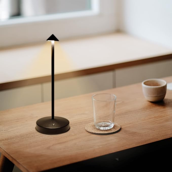Rechargeable Cordless Table Lamp,Modern Black Battery Operated Table lamp,Portable LED Touch 2 Levels Brightness Dimmable Bar Lamp,Battery Powered Lamp for Bars,Restaurant,Living Room