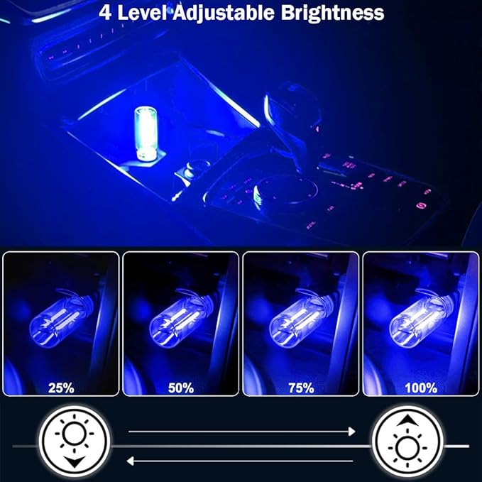 2 PCS Retro Car Lamps,Plug-in USB Car Interior Light,Car USB Light Bulb,USB LED Car Interior Atmosphere Lamp,Portable Mini LED Light for Car,Bedroom,Hallway (Blue)