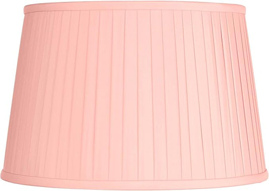 14" Top x 17" Bottom x 11" High x 11" Slant Lamp Shade Replacement Large Peach Pink Empire Round Modern Fabric Pleated Spider Harp Finial - Springcrest