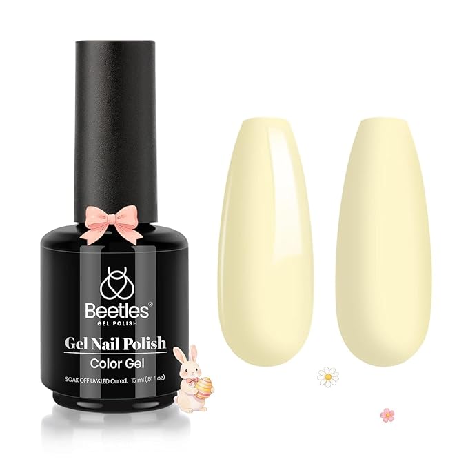 Beetles Pastel Yellow Gel Polish - Lemon Cheese 15ML/0.51Fl Oz, Yellow Gel Nail Polish, Soak Off UV LED Lamp Pastel Nails Art, Long-Lasting Manicure Salon DIY Home Easter Spring Nails
