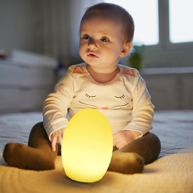Borelor 8-inch LED Egg Shape Night Light, 16 Color Changing Rechargeable Mood Lamp with Remote Control, Dimmable Decorative Lighting for Home/Party/Wedding/Lawn Decoration(Feet Version)