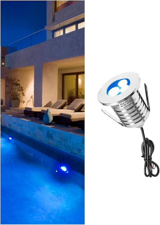 MALORY Low Voltage Pool Lights, Full Stainless Steel 3W Inground LED Underwater Swimming Pond Light IP68 Waterproof Fountain Accessories Landscape Lights (1-Pack Blue)