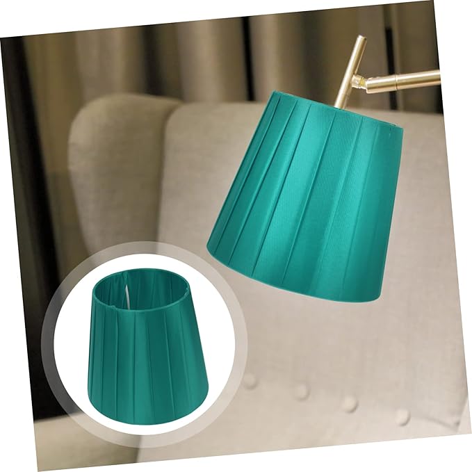 1pc Cloth Lampshade Pleated Lamp Shade Clip On Bulb Light Covers Barrel Lamp Shade for Bedroom Table Lamp Floor Light, Green