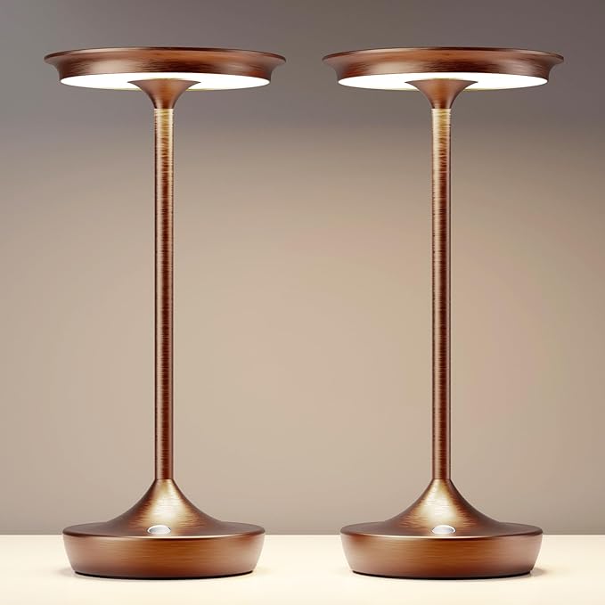 Cordless Table Lamp Rechargeable- LED Battery Operated Touch Lamps,Portable 3 Color Dimmable Waterproof Lights for Patio/Restaurant/Dining/Outdoor(Brown2)