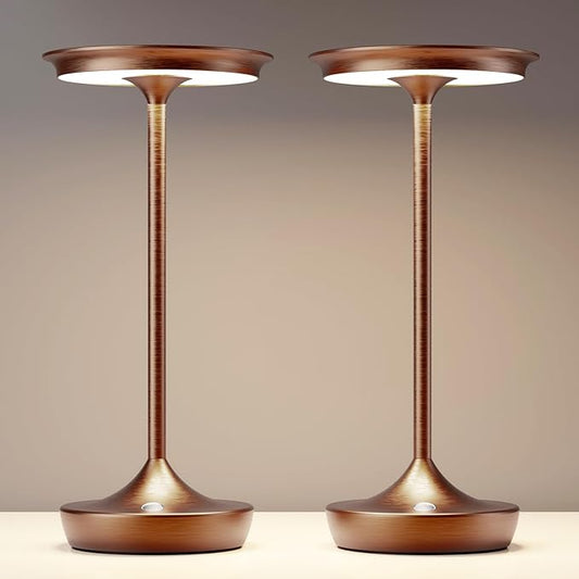 Cordless Table Lamp Rechargeable- LED Battery Operated Touch Lamps,Portable 3 Color Dimmable Waterproof Lights for Patio/Restaurant/Dining/Outdoor(Brown2)