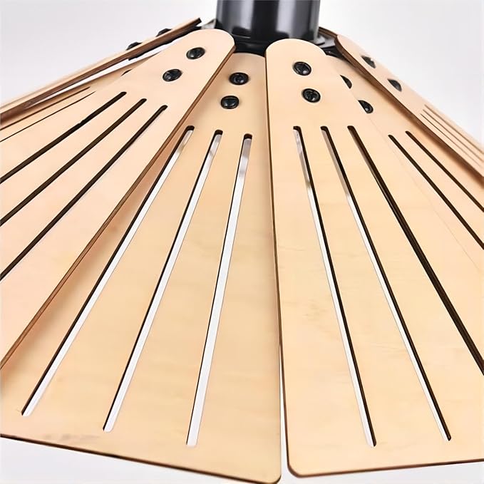 LIGHTLAND 16 Inch Wabi-Sabi Style Pendant Light, Wooden Hanging Light with Adjustable Hanging Length, Hanging Lamp for Bedroom, Dining Room, Bar - Hollowed, Wood Color, Pack of 1