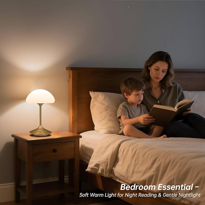 Modern Bedside Table Lamp for Bedroom 3 Color Stepless Dimmable Touch Desk Lamp, Minimalist Nightstand Lamp for Bedroom, Living Room, Home Office,Kids Room, Nursery
