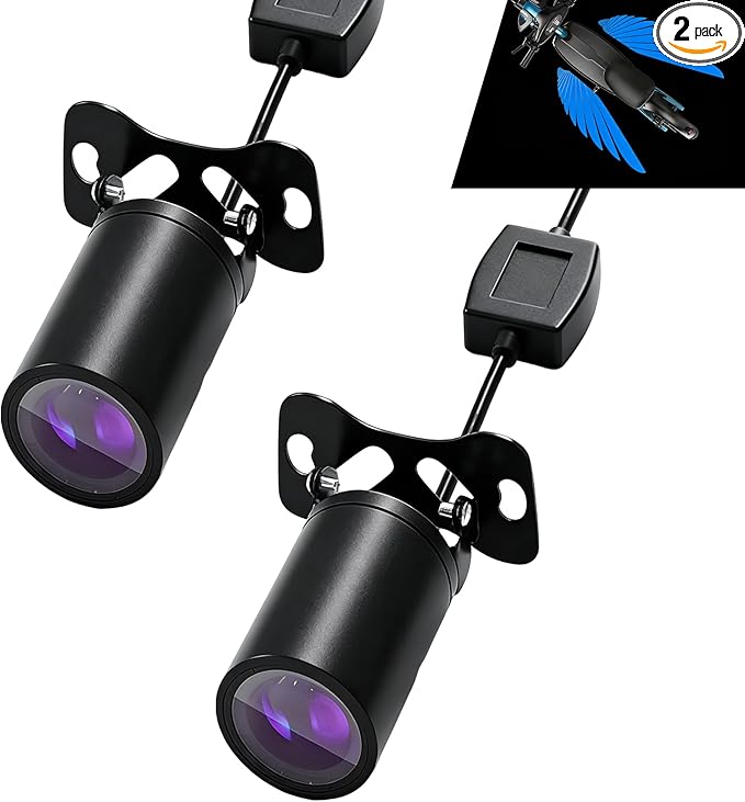 2 PCS Motorcycle LED Projection Lights, Wing Pattern Exterior Decor Lights, Vehicle Ground Projection Lamp for Motorcycle, Universal for Most Motorcycles (Blue)