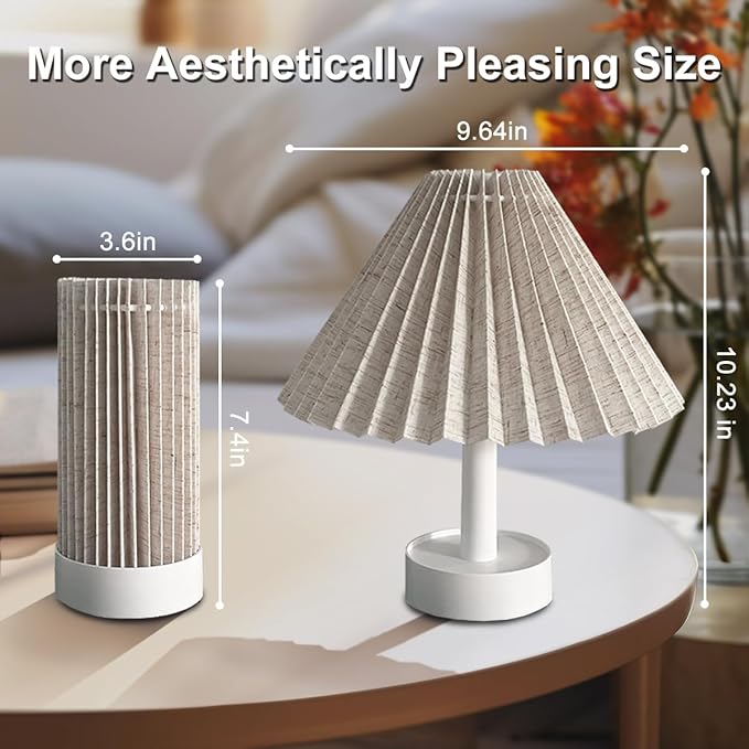 Table Lamp, Foldable Desk lamp with Stepless Dimming, 3 Color Modes, USB-C Rechargeable, Portable Bedside Desk Light for Home Office Reading Decorative (Beige)