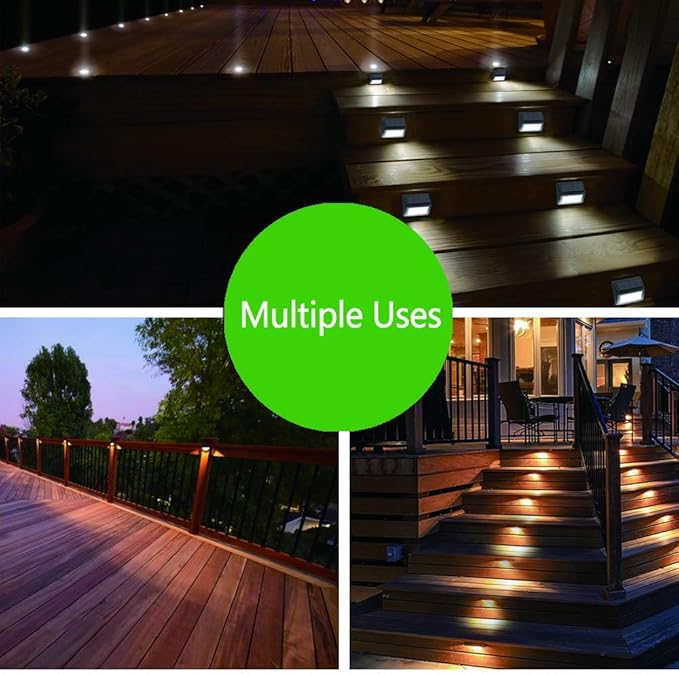 Solar Fence Lights, Waterproof Solar Outdoor Lights for Stairs Decks Steps Fences Patio Yard, LED Wall Sconce (Cool White/2 Pack)