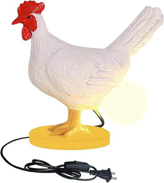 Chicken Egg Lamp, Funny Chicken Butt Night Light with Egg, Lifelike Rooster Lamp with Bulb, 3D Chicken Lights for Easter, Christmas, Birthdays Various Festivals Gift- White