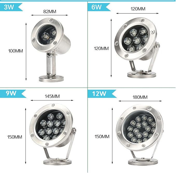 Braiton LED Pond Lights,Underwater Spotlight IP68 Waterproof Submersible Spot Light RGB Color Changing for Aquarium Fish Tank Garden Fountain Pool 4PCS,RGB,3W