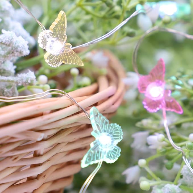 Easter Lights Butterfly Lamp for Girls Bedroom Battery Operated Fairy Lights with Remote Acrylic Butterfly Wall Decor Indoor Party Holiday Home Spring Easter Decorations