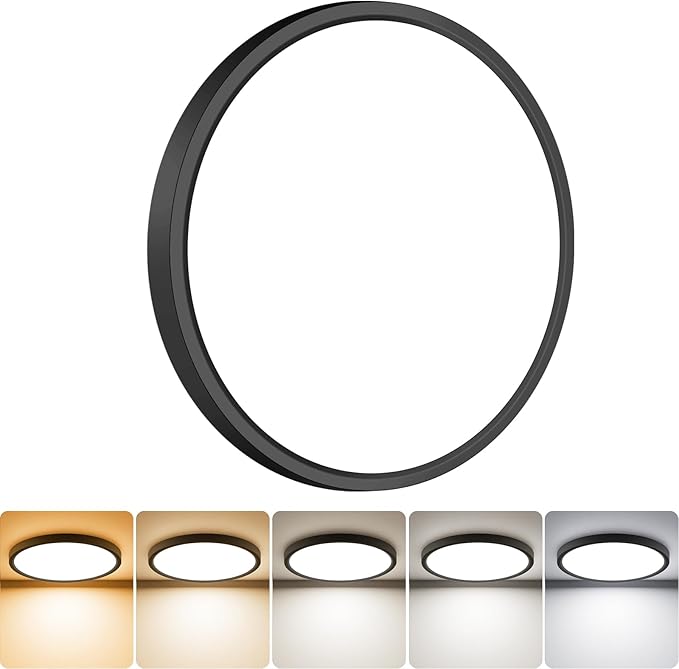 slochi 1Pack LED Flush Mount Ceiling Light Fixture, 7 Inch 15W, 1500LM, Super Slim 0.7 Inch, 3000K-6500K Adjustable Low Profile LED Ceiling Lights for Bathroom, Closet, Hallway(Black)