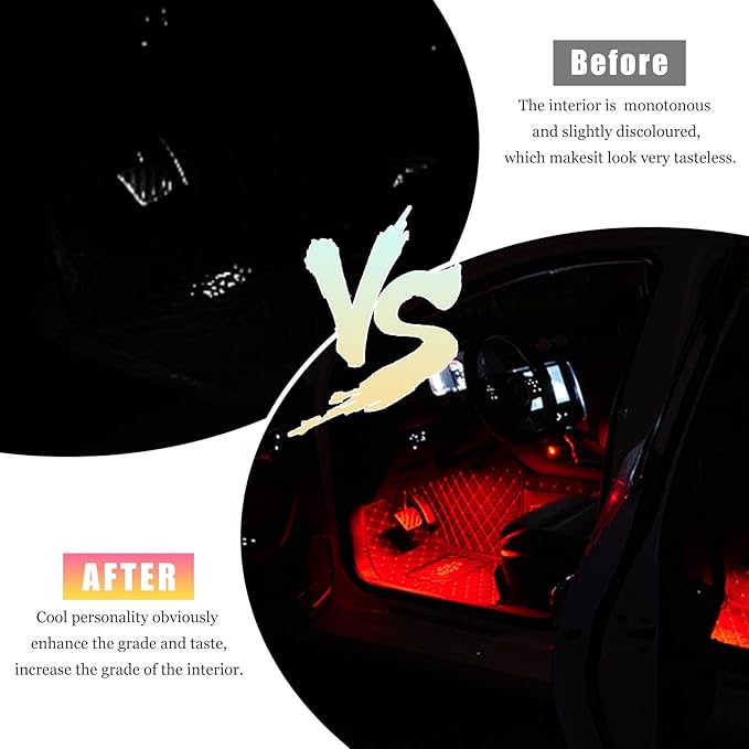 4 PCS USB LED Car Interior Atmosphere Lamp, Portable Plug-in 5V USB Car LED Interior Lighting Night Lamp, Mini U SB Ambient Lighting Decor for Home C ar Laptop Keyboard (Red)