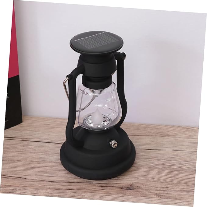USB Rechargeable Solar Retro Camping Lantern Portable Hand-Powered Light for Hiking Emergency Use and Outdoor Activities Black