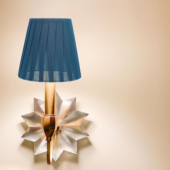 Decor Translucent Gauze Lamp Shade Pleated Light Translucent Lampshade for Table Lamp Floor Pendant Light 5.5x5.5x5.1 inch Blue Pleated Shade