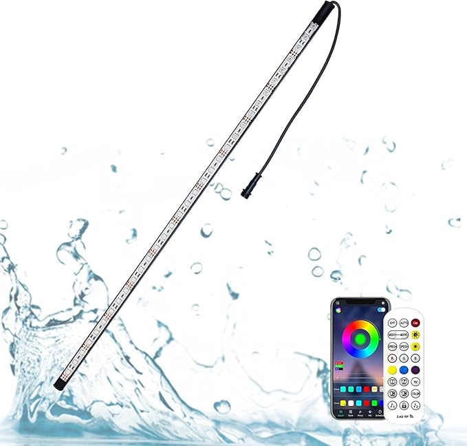 Longrun LED Fountain Light,Waterfall LED Light Strip,Remote and APP Control Waterproof Aluminum LED Lights for Pool Water fall Fountain,Pond Waterfall Spillway Landscape Lighting Decoration(11.22Inch)