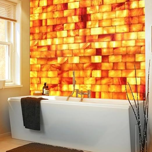 Himalayan Salt Block 8x4x1 & Pink Salt Tiles for Wall, Spa, Sauna and Home Décor (4)