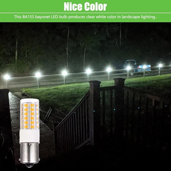 BA15s Single Contact Bayonet LED 12V S8 1141 1156 LED Light Bulb 3W 6000K for Outdoor Landscape Lighting Path Deck Lights RV Lighting White Color 6pcs