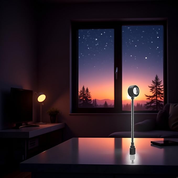 1pc LED Sunset Ambient Lamp Night Light,USB Warm Ambient Light,Projector Birthday Party Decoration Portable Mood Light for Bedroom Living,Lighting and Ceiling Fans