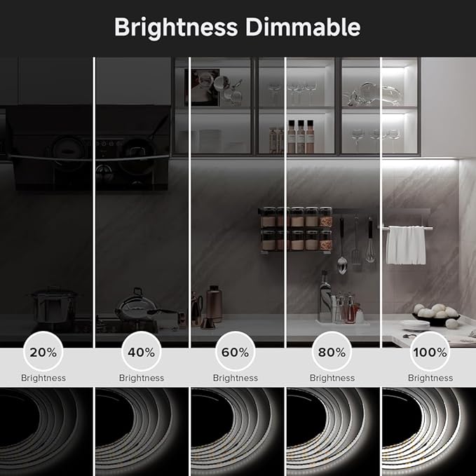 BTF-LIGHTING FCOB COB FOB LED Strip Lights 5V USB Powered 6.56FT 640LEDs Cool White 6000K 8mm Width Dimmable CRI 90+ with 3M Tape Flexible High Density for 3D Printer TV Backlight PC DIY Decor