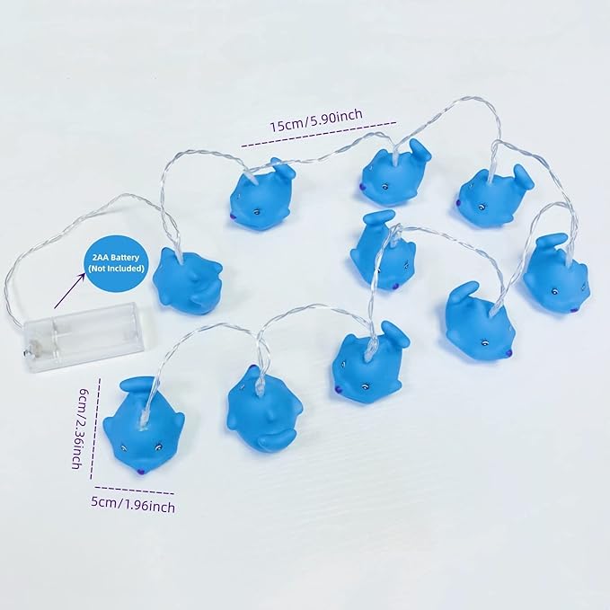 Cute Animal Dolphin String Lights,10 LED Dolphin Night Light Fairy Light Battery Operated for Children Bedroom Party Christmas Decoration (Dolphin)