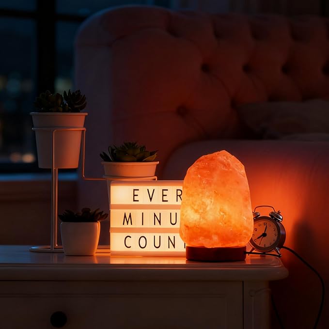 7-Color Himalayan Salt lamp，Wooden Base，Room Decor, Home Decor, Relaxation, Ambiance,Christmas、Birthday Gift for Kids
