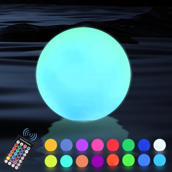 Floating Pool Lights - Orb Light That Float, Upgraded IP68 Waterproof Rechargeable Color Changing Led Glow Globe Pool, 16 RGB Colors Hot Tub Lights Perfect for Indoor/Outdoor (5 Inch-1Pc)