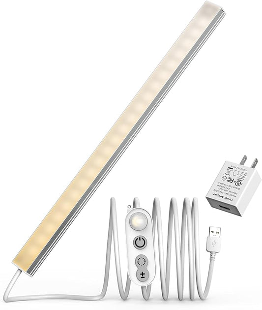 ASOKO Motion Sensor Dimmable Led Under Cabinet Lighting,14.5in USB Plug-in Under Desk Light with 3 Color Changing(2700K, 4000K,6000K),Dimmable LED Light Bar for Home Kitchen,Cabinet,Pantry