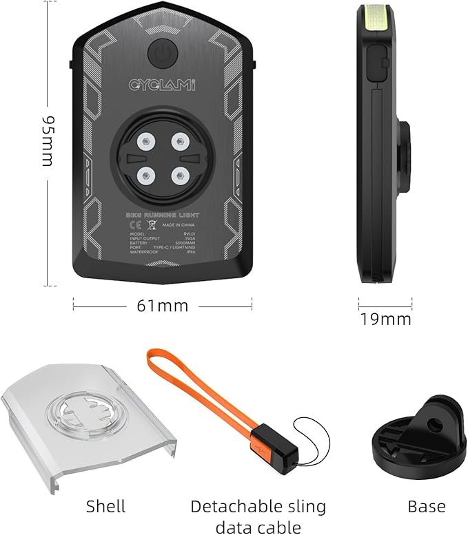 Bike Light Compatible with Garmin Bike Computer, 220° Wide-Angle for Being Seen, 5000mAh Daylight Compact Flashing-Light with 4 Modes, IPX6 Waterproof, Type-C Front Bicycle Light