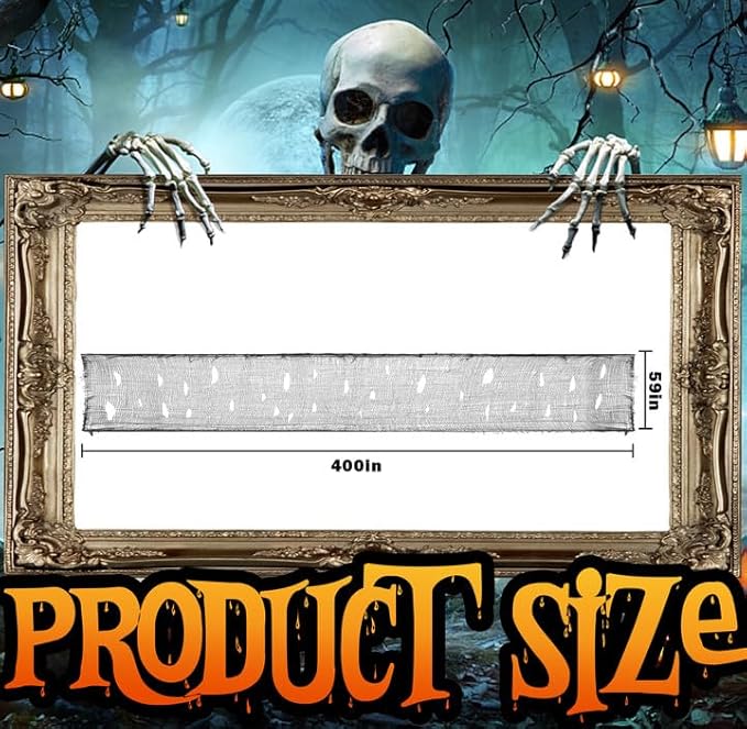 Tlswshsy Large Size 400" x 59" Halloween Creepy Cloth - Black Creepy Spooky Halloween Decorations - Large Size Scary Creepy Gauze for Halloweens Party Supplies Stairway Window Table Doorways Decor