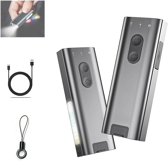 K3 UltraMulti EDC Keychain Flashlight - 800 Lumens Mini Rechargeable LED Tool, Magnetic Base, Hat Clip, Side RGB & UV Modes, Weatherproof for Hiking, Camping, Emergencies (2-Gray)