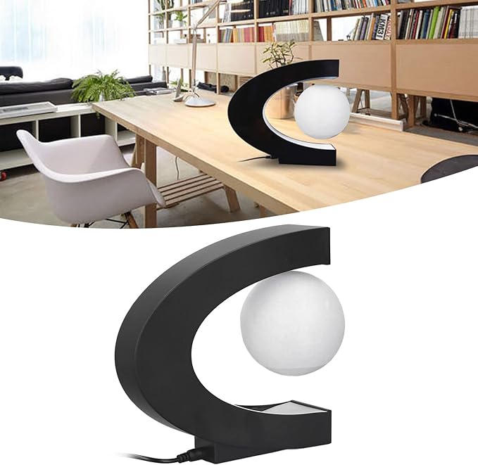Floating Moon Night Light Lamp, Magnetic Levitation Desktop Light, Multicolor Changing ABS Floating Moon for Office, Home Desk Decoration
