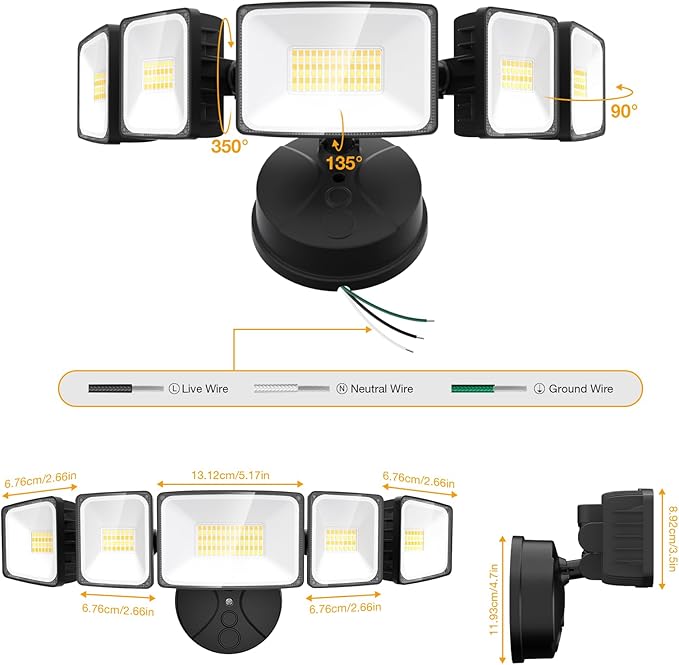 Onforu 120W Smart Flood Light Outdoor, 12000LM LED Security Light APP Control, WiFi Alexa Flood Lights Outside Floodlight with 5 Adjustable Heads, 2700K-6500K Exterior Light Fixture for Yard