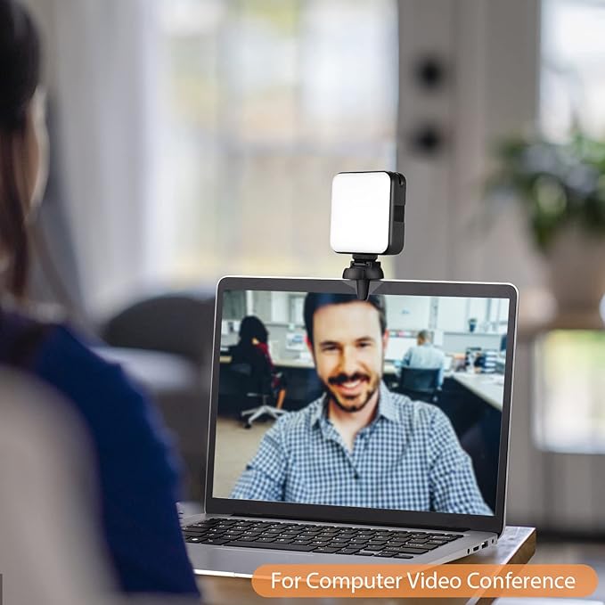 Andoer W64RGB Pocket RGB LED Video Light Kit Video Conference Light CRI95 2500K-9000K Dimmable 20 Light Effects Magnetic Backside with Desktop Tripod Flexible Ballhead Phone Holder Computer Clip