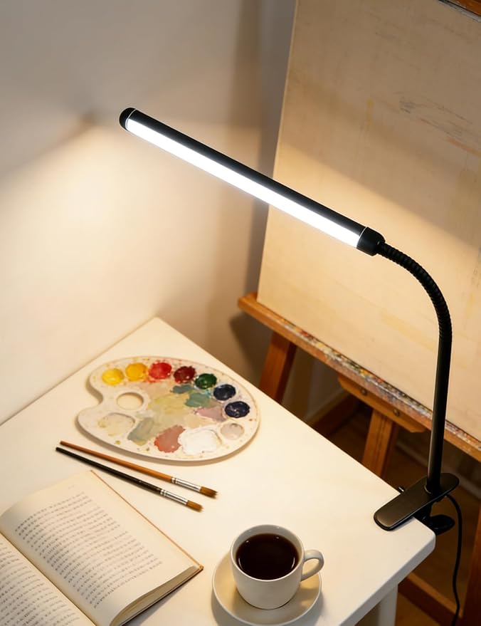 Set of 2 LED Desk Lamp with Clamp for Office Home, Clip on Table Light Bar, Monitor Light Bar Curved, Drawing Desk, Work from Home Reading Light, Reading, Study, Workbench Dormitory