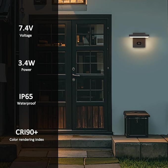 Solar Outdoor Wall Sconce Motion Sensor Wall Light IP65 Waterproof Aluminum Porch Light for Garage Porch Entrance Patio Lighting
