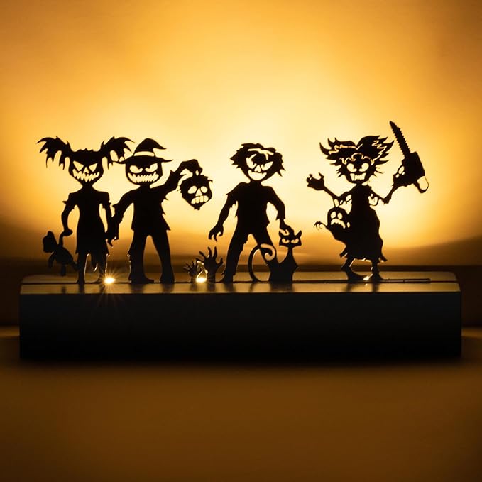 Halloween Table Decor Led Lights Silhouette Decoration Metal Horror Character Battery Operated Indoor Decoration Perfect Halloween Decor for Tabletop,Party, Home, Window