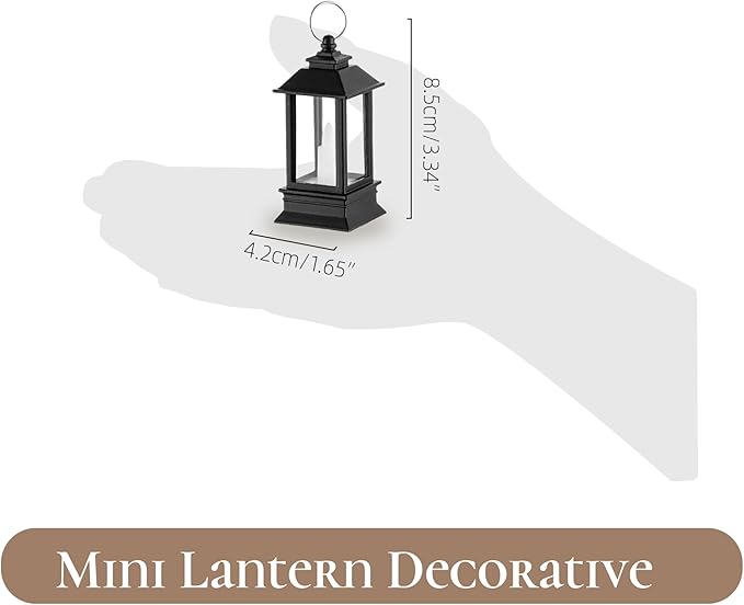 Black Lanterns Decorative Indoor: 24 Pcs Mini Lanterns for Wedding Table Centerpieces Battery Powered Small Led Lights for Party Bulk