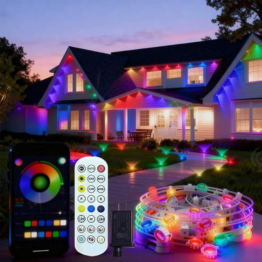 Permanent Outdoor Lights,Smart RGB Outdoor Lights with Remote APP Control,54ft with 36 LED(5v) IP67 Waterproof Outside Light for House for Holiday, Party, Daily(unconnectable)