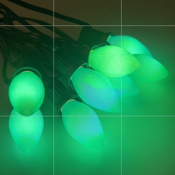 25 Pack C7 Green Christmas Replacement Light Bulbs, C7 Vintage Multicolor Ceramic Bulbs for Christmas Outdoor Indoor String Lights, E12 Candelabra Base-Green