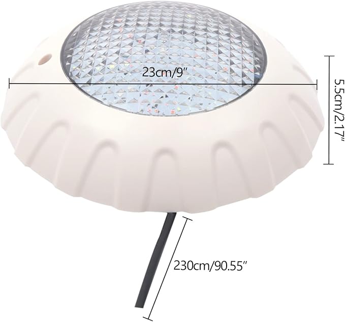 38W 12V LED Pool Light 3800LM RGB Color-Changing Waterproof IP68 Underwater LED Lights 120° Swimming Pool Fountain Pond Colorful Lamp with Remote Controller