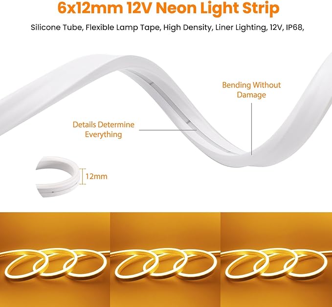 KISUFU 12V COB Led Strip Lights with 1.2W USB Controller Support Solar Panel, IP68 Waterproof Flexible 320 LEDs/m LED Tape Lights for Courtyard Garden Eaves Decoration Outdoor Party Decoration.
