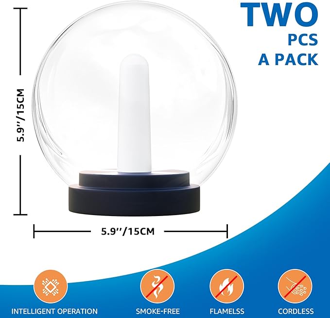 2-Pack Solar Floating Pool Lights Ball Outdoor Water-Resistant IP66 Solar-Powered that Float Candles Flickering Lights for Swimming Pool Decor Pond Garden Party