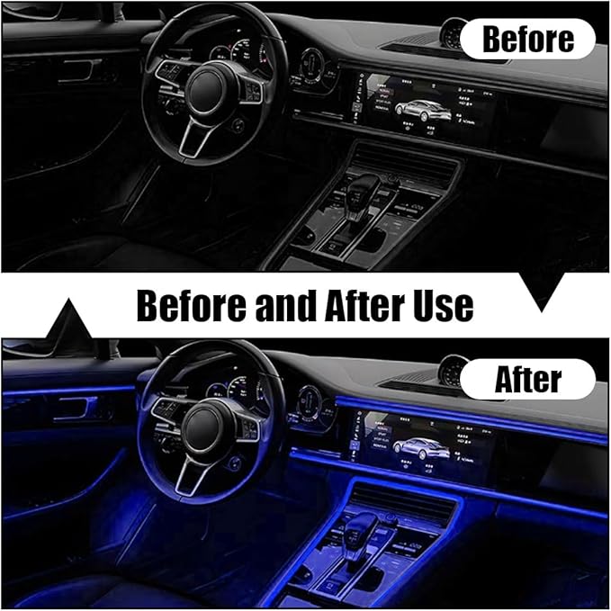EL Wire Interior Car LED Strip Lights, USB Car Neon Light Strip with Sewing Edge, 16FT Neon Light 5V with Fuse Protection, Electroluminescent Car Indoor Decorations (Blue)
