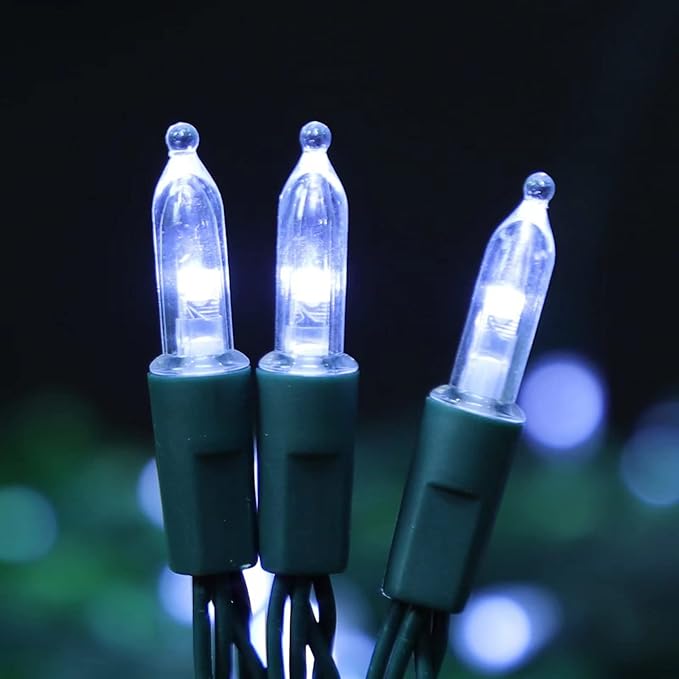 LAMPHOME Christmas Lights 2 Pack 18 Feet 50 LED White Mini String Light with 8 Modes Waterproof Tree Decor for Xmas Outdoor Holiday Party Garden
