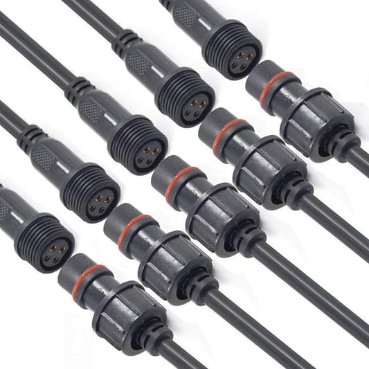 Waterproof Connector 4 Wire,16AWG Male Female Plug LED Connector Witch 4Pin Waterproof Connectors IP68 with 20CM Extension Cable for Indoor/Outdoor LED Strip Lights.(5Pairs)
